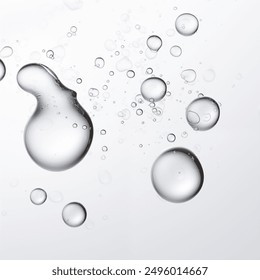 Close up photo of clear rain drops, water bubbles on white and gray background. Natural and organic patterns of liquid. - Powered by Shutterstock - Get 15% off with code: PIKWIZARD15