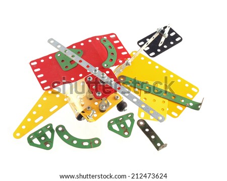 Close up photo of components used to construct model toys.