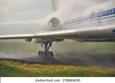 Close up photo of engine of plane while standing in the outdoors