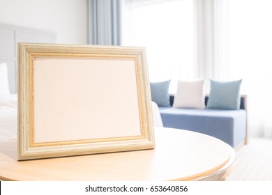 Close Up Photo Frame On Table In The Home