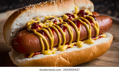 Close Up Photo Of A Hot Dog Sandwich