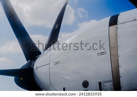 A close photo of propeller engine.