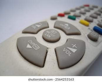 close up photo of remote control button

