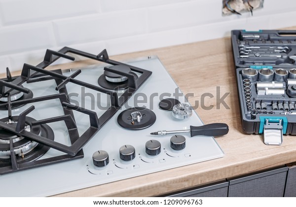 Close Photo Repairs Gas Hob Control Stock Photo Edit Now 1209096763