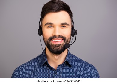 Close Up Photo Of Smiling Young Agent Of Call Centre