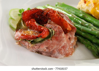 Close Up Photo Of Stuffed Baked Flank Steak