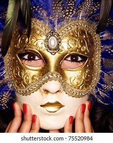 Close Up Photo Of Venetian Mask With Nail Beauty