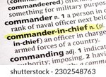 close up photo of the words commander in chief