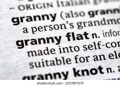 Close Up Photo Of The Words Granny Flat In A Dictionary Book