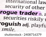 close up photo of the words rogue trader