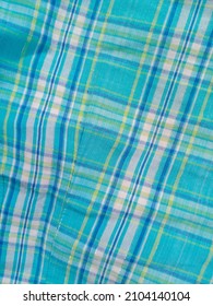 Close Up Picture Of A Blue Flannel Shirt