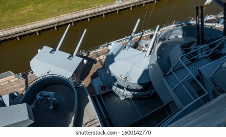 Close Up Pictures Of Old WW2 Battleship During Daytime