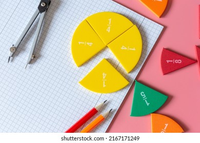 Close up of a pie chart,  mathematical fractions on a open notebook. Education, back to school concept. Creative math study - Powered by Shutterstock - Get 15% off with code: PIKWIZARD15