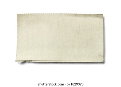 Close Up Of Piece Of News Paper On White Background