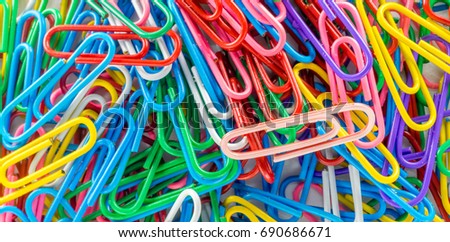 Close up of  a Pile of Colorful Paperclips 