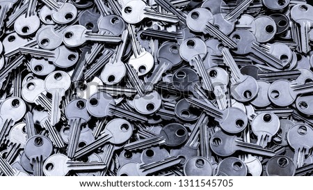 Close up pile of keys, background
