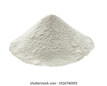 Close Up Of A Pile Of White Flour Powder On White Background