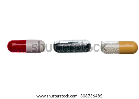 Close up pills capsule isolated on white background Stock photo © 
