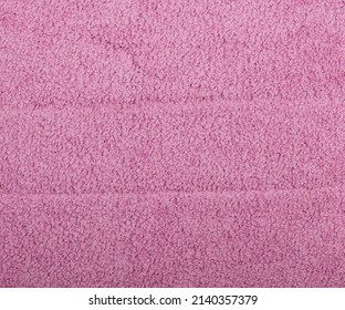 Close Up Pink Microfiber Washcloth, Household Cleaning Wipe Or Towel Background Texture