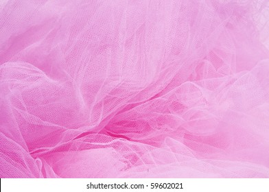 Close Up Of A Pink Tulle Fabric