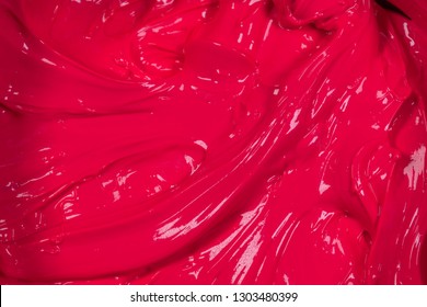 Close Up Plastic Pink Color Of Oil Paint. Ink Of Screen Printing  For Print On Tee Shirts And Fabric 