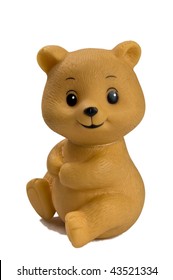 Close up of a plastic toy bear - isolated