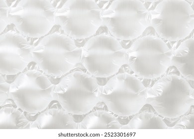 Close up plastic translucent air packaging, Plastic translucent packaging with air cushion. Inflatable air bag isolated on white background.