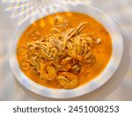 Close Up of a Plate of Toowoomba Pasta with Shrimp and Bacon