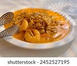 Close Up of a Plate of Toowoomba Pasta with Shrimp and Bacon