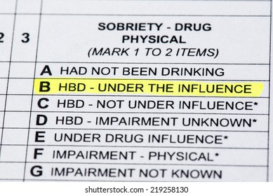 A Close Up Of A Police Report Listing The DUI Section