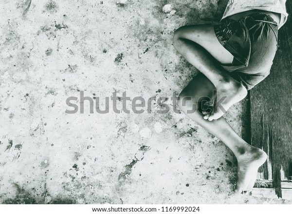 Close Poor Homeless Boy Refugee Sleeping Stock Photo Edit Now