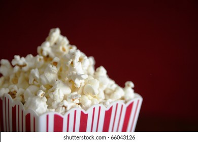 Close Up Of A Pop Corn Container Full Of Pop Corn