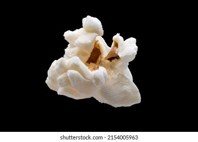 Close Up Of A Popcorn Kernel On Black Background.