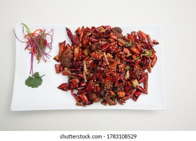 Close Up Of  Popular Chinese Sichuan Province Cuisine Chongqing Style Fried Chicken With Hot Chilli