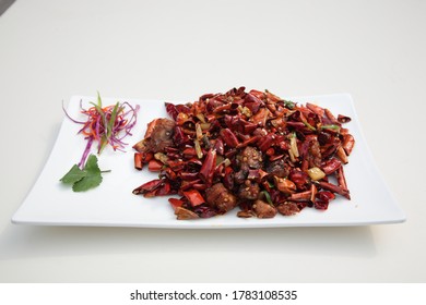 Close Up Of  Popular Chinese Sichuan Province Cuisine Chongqing Style Fried Chicken With Hot Chilli