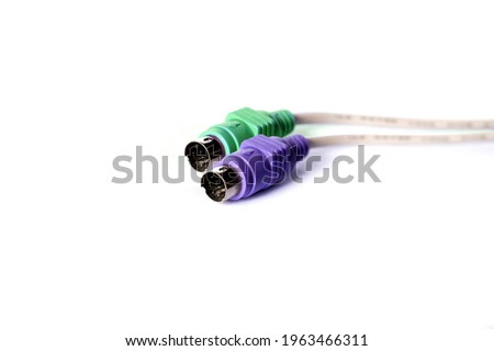 Close up Portable Computer Connector Cable Converter for Electronic Data Transfer on White Isolated Background.