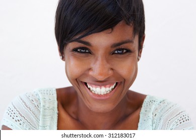 Close Up Portrait Of An Attractive African American Woman Smiling