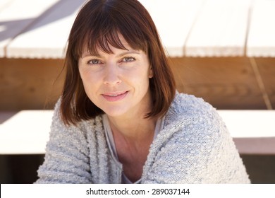 Close Up Portrait Of An Attractive Older Caucasian Woman 