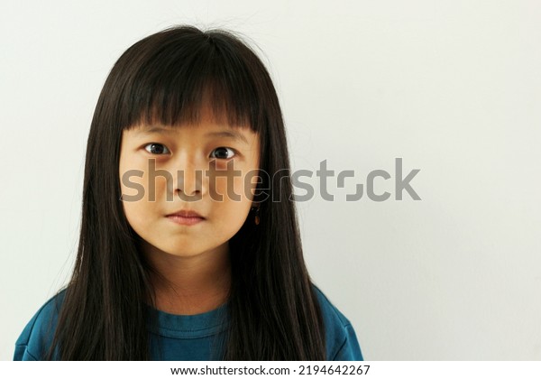 Close Portrait Beautiful Asian Girl Bangs Stock Photo 2194642267 ...