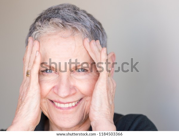 Close Portrait Beautiful Older Woman Short Stock Photo Edit Now