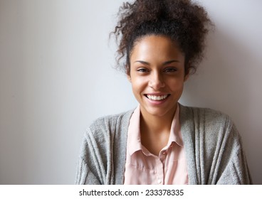 Close up portrait of a beautiful young african american woman smiling