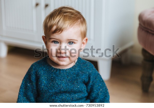 Close Portrait Blonde Little Child Plump Stock Photo Edit Now