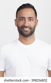 Close up portrait of casual young man on isolated white background. Election voter.