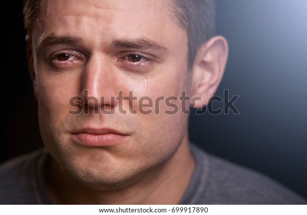 Close Portrait Crying Young White Man Stock Photo 699917890 | Shutterstock