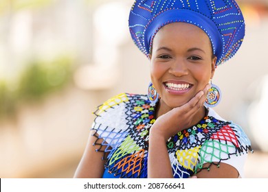 close up portrait of cute south african woman outdoors