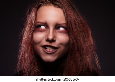 Close Portrait Evil Girl Possessed By Stock Photo 205581637 | Shutterstock