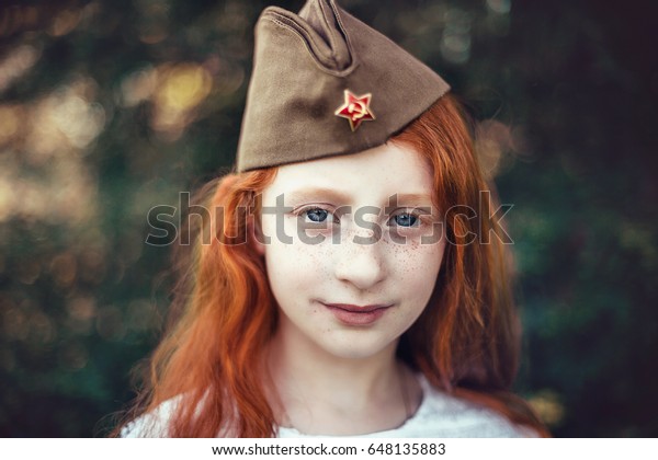 Close Portrait Girl Red Curly Hair Stock Photo Edit Now 648135883
