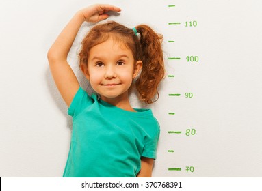 Close Portrait Of A Girl Show Height On Wall Scale