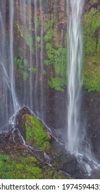 Close Up Portrait Of Hazy Tumpak Sewu Waterfall At Lumajang, Indonesia