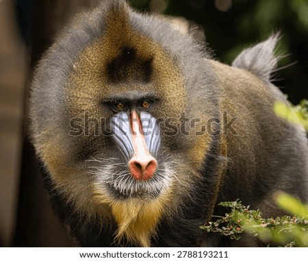 Close up portrait of a mandrill